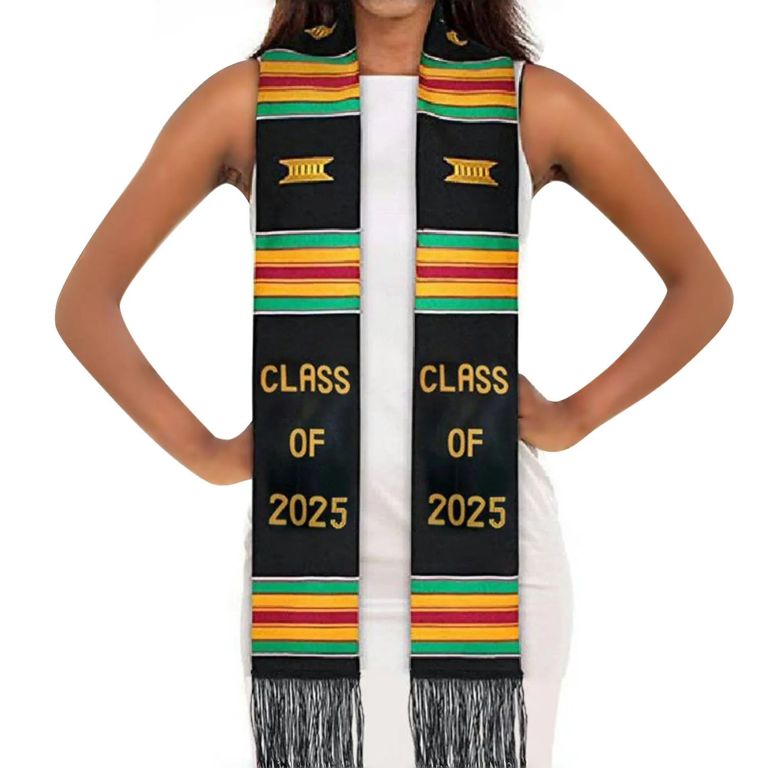 1Pcs/10Pcs Double Layered Tassel Shawl Satin Finish Graduation Ribbon Logo Adult Etiquette Scarf Honor Shoulder Strap Confetti