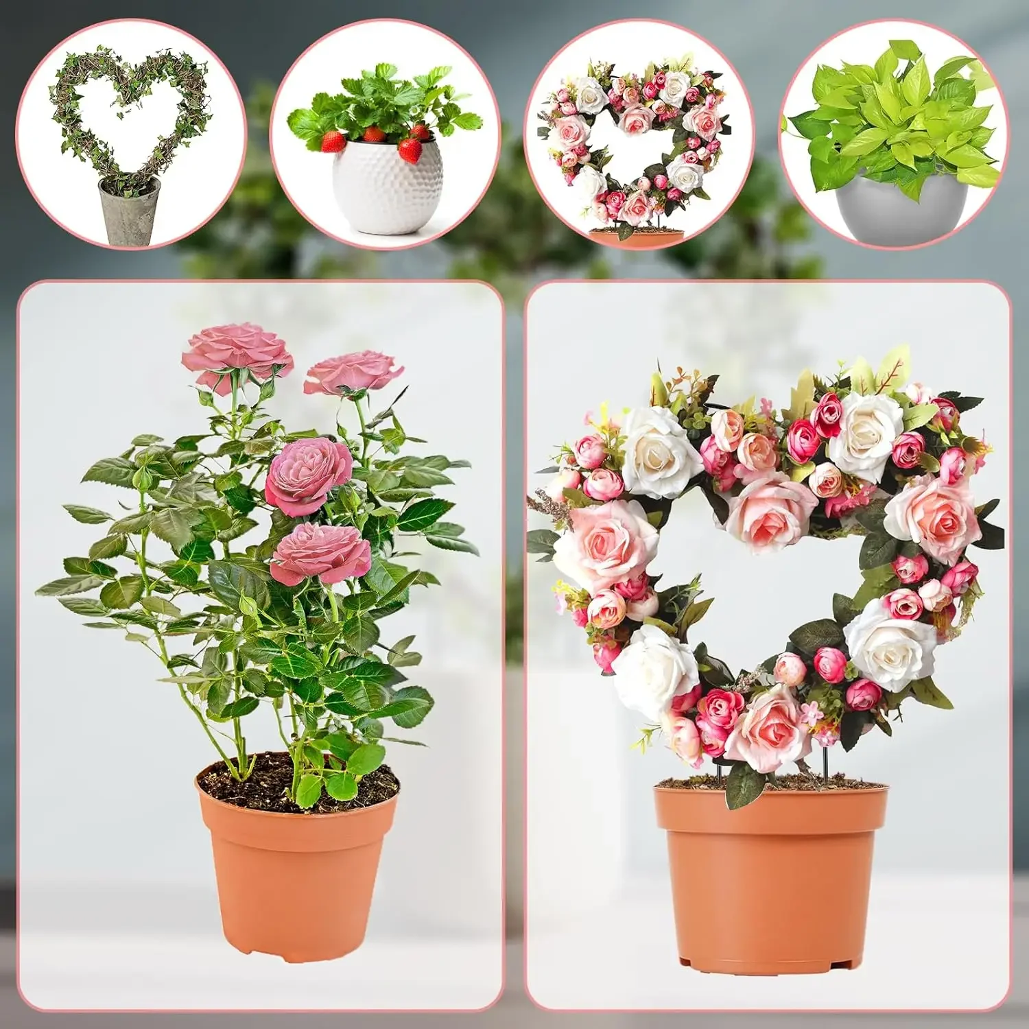Metal Stackable Heart Garden Trellis Supports for Decorative Vines