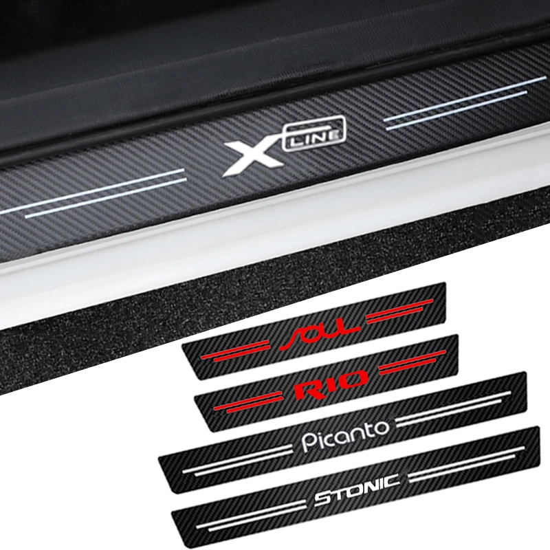 4pcs Car Door Sill Stickers Protective Film Threshold Decals For Kia Gt