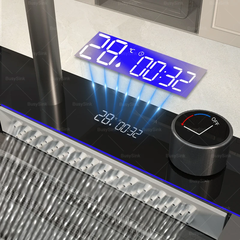 Stainless Steel Waterfall Kitchen Sink Cup Washer Knife Rack Embossed Extra Large Single Slot Apartment Left Side Drainage kitchen sink