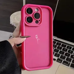 Minimalist Rose Pattern Shockproof Phone Case with Bumper Cover - iPhone SE (2020) (Rose red)
