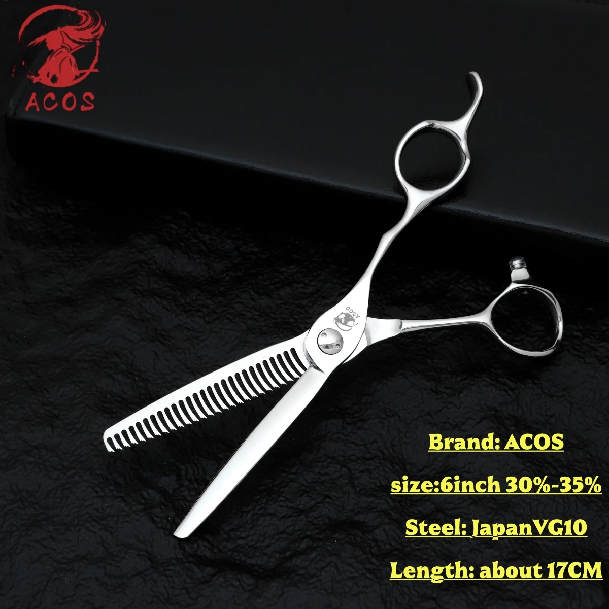 ACOS Professionelle Friseurschere aus japanischem 440C-Stahl, 6 Zoll, Ausdünnungsschere mit umgekehrter Klinge, geeignet für Salon und Familien-Styling – Detail 21