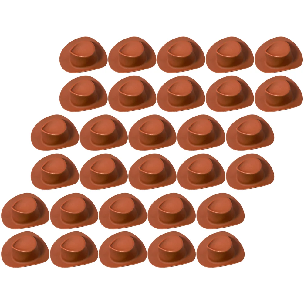 

30 Pcs Cowboy Hat Ornament Tiny Decors Doll Hats Cake Decorations DIY Crafts Plastic Mini Dolls