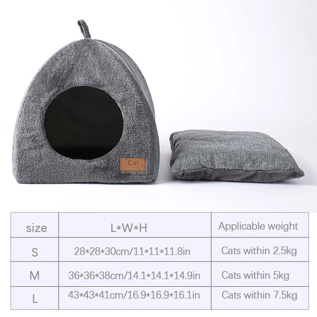 Foldable Dual-use Triangle Cat Nest Closed Cat House Pet Nest Warm and Thickened Deep Sleep Dog Nest Pet Supplies Closed Cat Bed 3