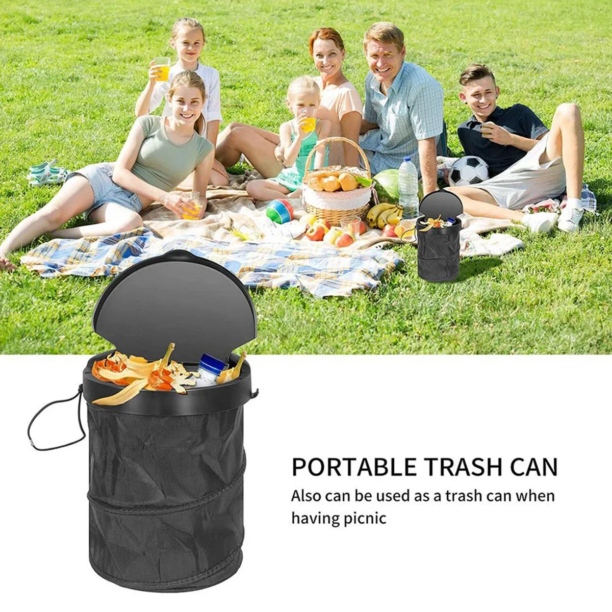 Car Trash Can Foldable Car Dustbin with Lid Leak-Proof Waterproof Trash Bin Hanging Washable Garbage Container Portable