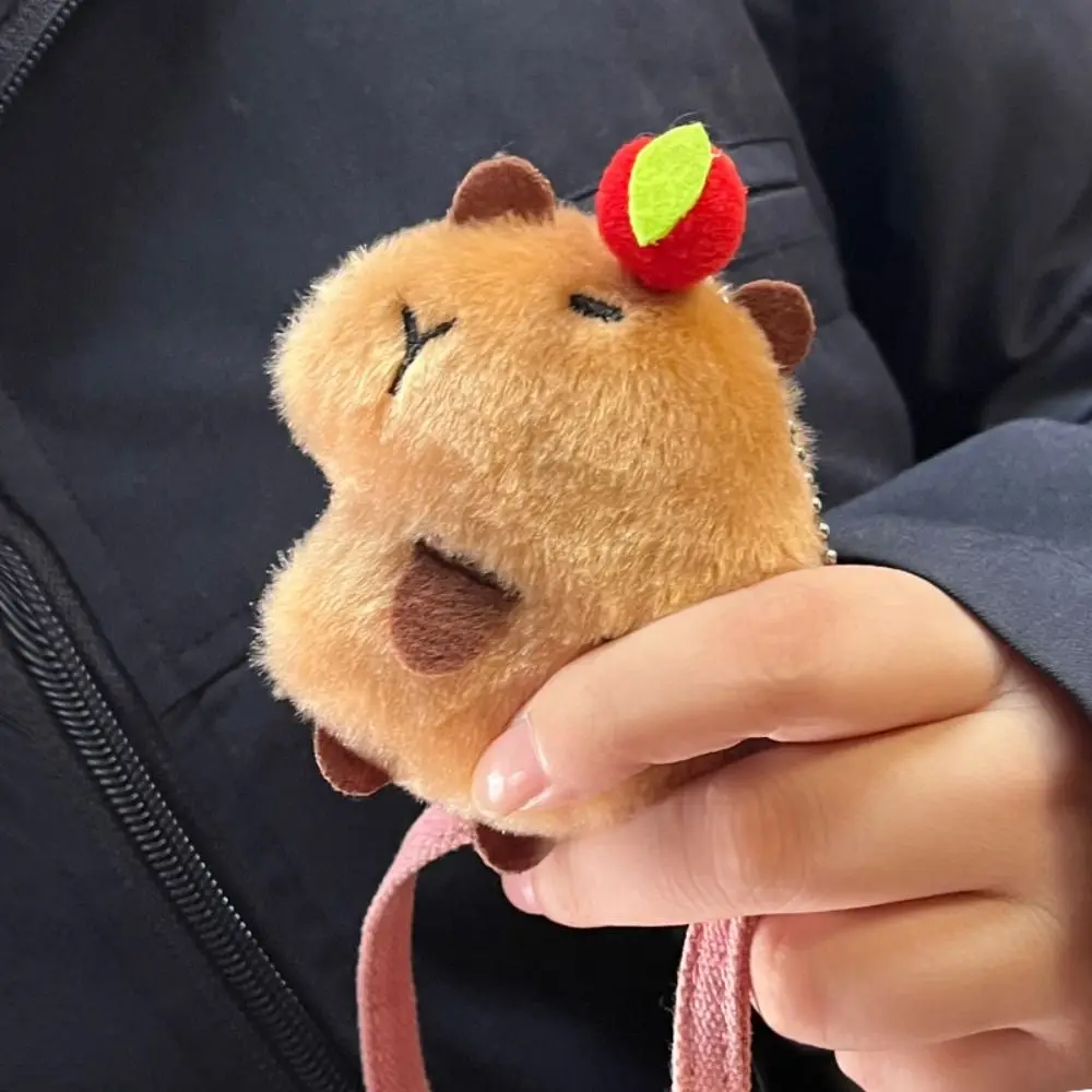 Soft Squeeze Capybara Plush Keychain Plush Cartoon Squeak Capybara Pendant Stuffed Keyring Stuffed Capybara Keyring Unisex