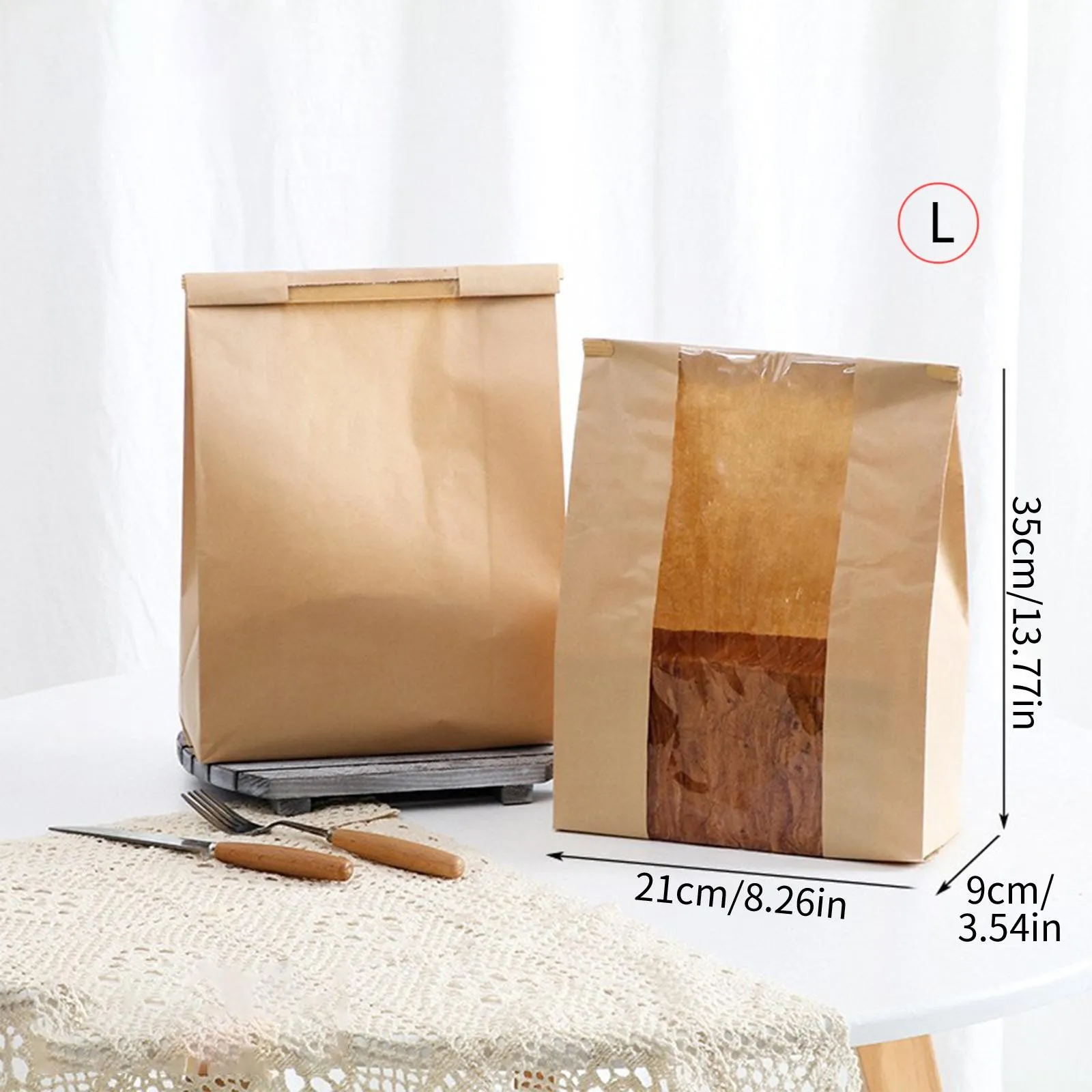 50 Pieces Large Kraft Paper Bread Bags with Transparent Window for Baked Goods, Portabl... - SKU LPBB1228 - UGI Packaging