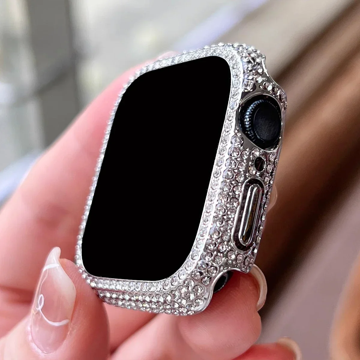 Apple Watch Screen Protector Case 1pc Rhinestone Decor Tempered Glass For Apple Watch 38/40/41/42/44/45Mm Series SE/9/8/7/6/5/4/3/2/1