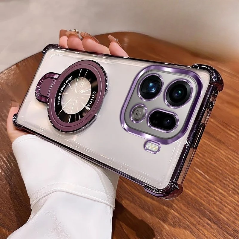 Magnetic Invisible Bracket Shockproof Silicone Phone Case with Four-Corner Anti-Collision Airbag and Bumper Protection