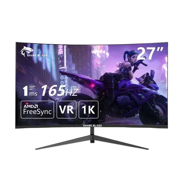 27 inch Curved Monitor 165Hz Display 16:9 FHD PC Desktop LED Game gaming Computer VA Screen 2600R DP 1920*1080