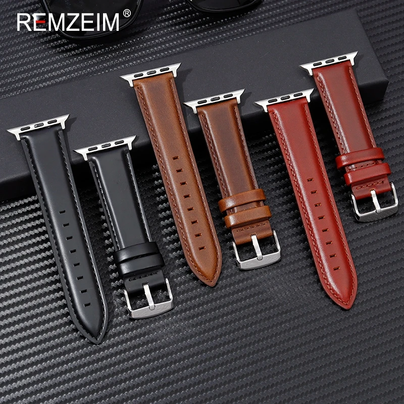 Luxury Genuine Leather Strap for Apple Watch - Elegant Bracelet for Men & Women