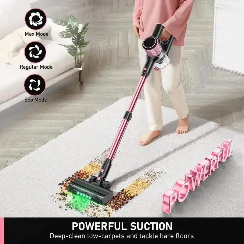 Cordless Vacuum Cleaner, 350W 30KPa, up to 40mins runtime,3 Suction, 1.5L dust cup, LED Display, stick vacuum for Floor/Carpet
