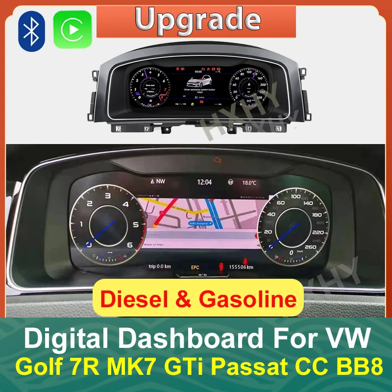 

Car LCD Digital Cluster Virtual Cockpit SpeedMeter Dash For VW Golf 7 R Golf7 MK7 GTi Passat B8 CC Screen Instrument Panel Unit