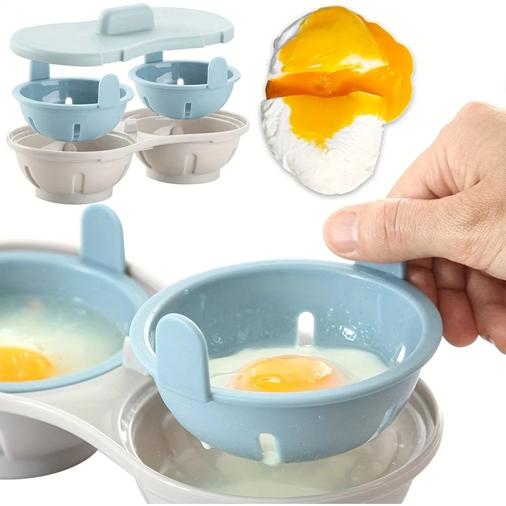 Microwave Oven Egg Poacher 2 Grid Silicone Egg Cooker For Boiled Eggs Duck Eggs And Household Kitchen Cooking Gadgets