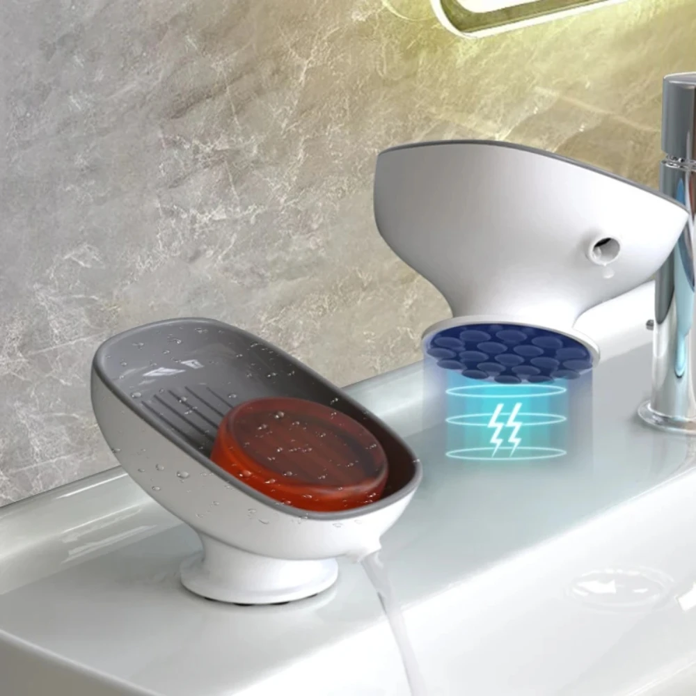 Soap Dish Super Suction Cup With drain water For Bathroom Soap Holder Kithcen Sponge Holder container Bathroom Supplies