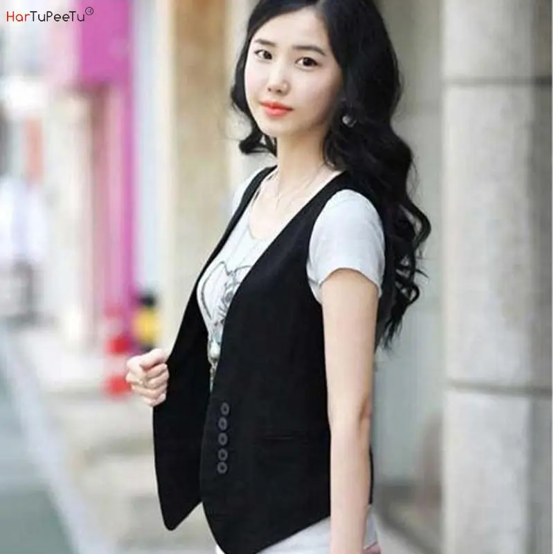 Korean Style Vest Women 2023 Sleeveless Coat Summer OL Bussiness Waistcoat Slim Fit Formal Office Ladies Hotel Bar Work Wear