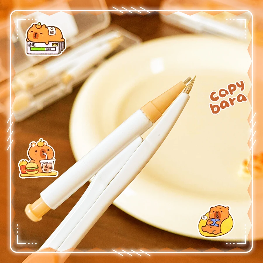 학교 캘리퍼스 학교 용품 학습 기하학 학교 컴퍼스 그리기 도구 귀여운 카피바라 전문 컴퍼스 어린이