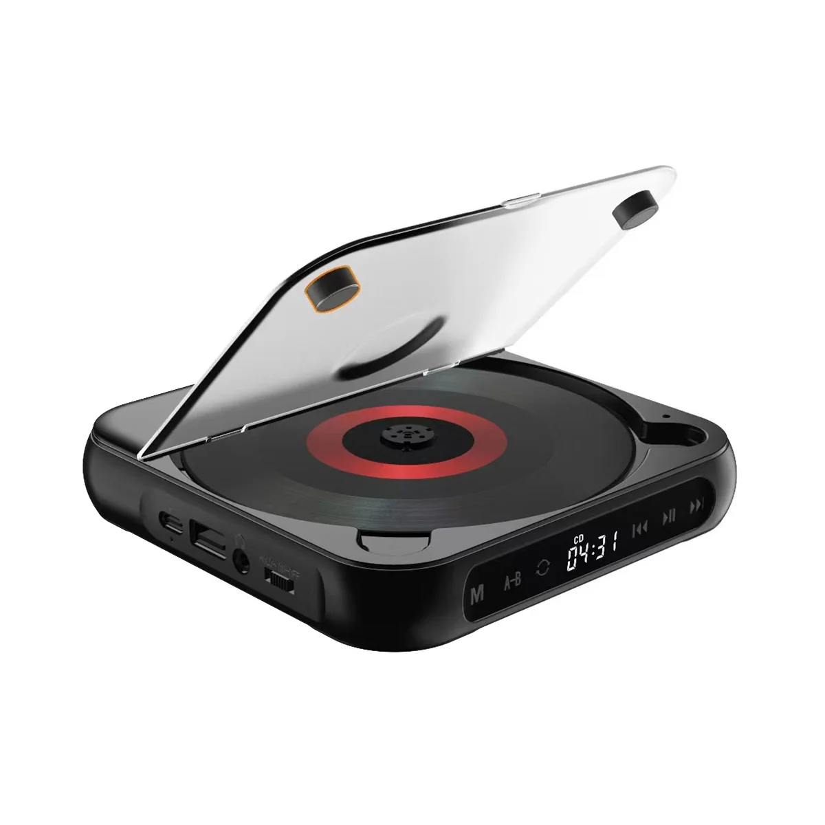 

Portable CD Player Bluetooth Speaker,LED Screen, Stereo Player, Wall Mountable CD Music Player with FM Radio-Black
