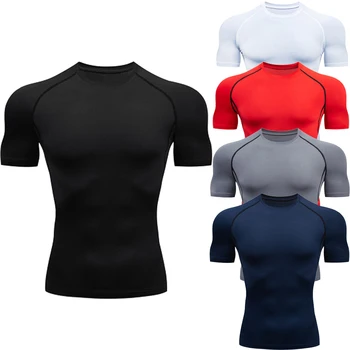 T-Shirt Sportiva da Uomo a Manica Corta ad Asciugatura Rapida, Maglietta Compressiva per Palestra, Fitness e Allenamento
