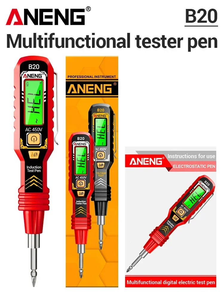 Dual-use Screwdriver Voltage Tester Pen ANENG B20 Double Head Insulated Slotted Cross Pen Screw Driver Repair Meter Hand Tools