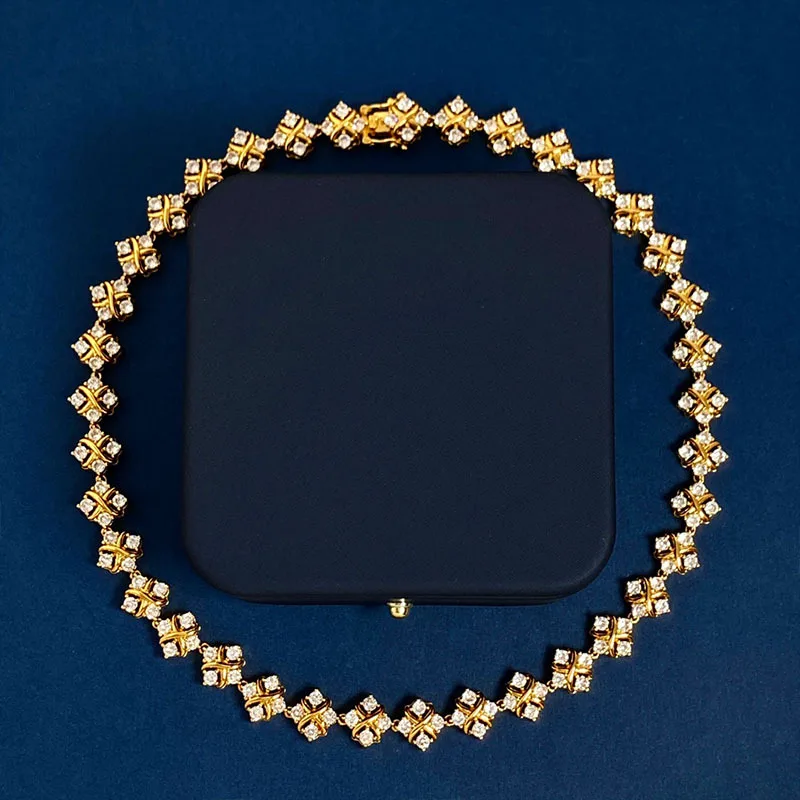 

Luxury Designs Full Dimaond Necklace Plating 18K Gold Women Jewelry