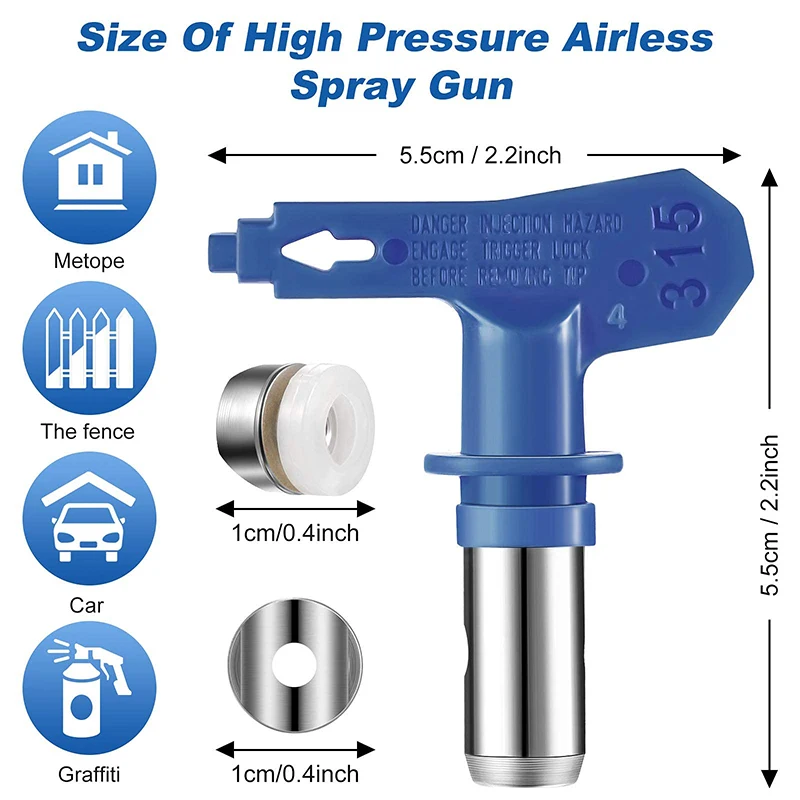 Garden Tool Paint Sprayer Fine Finish Seal Nozzle 211 313 315 417 517 623 Blue Airless Nozzle Spray Gun Airbrush Tip Home