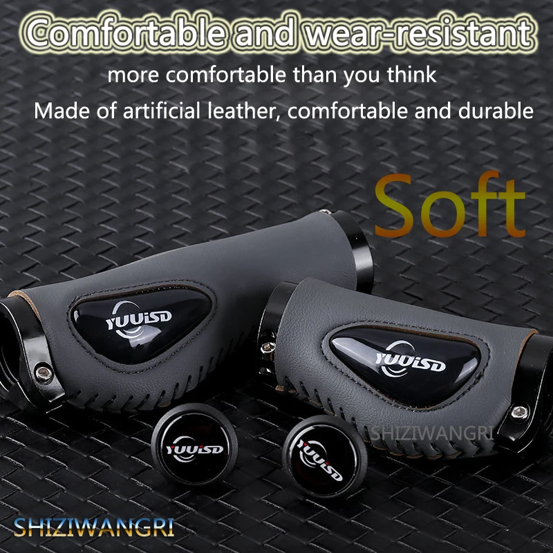 

Leather Bicycle Grips Liquid Silicone MTB Handle Ergonomics Handlebar Short Grip Bilateral Lock Non-slip Cozy Bike Accessorie