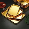 Golden Kitchen Stainless Steel Food Storage Trays Rectangle Fruits Barbecue Dish Serving Plate  Baking Pan Organizer Container 2