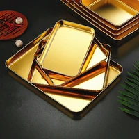 Golden Kitchen Stainless Steel Food Storage Trays Rectangle Fruits Barbecue Dish Serving Plate  Baking Pan Organizer Container 2