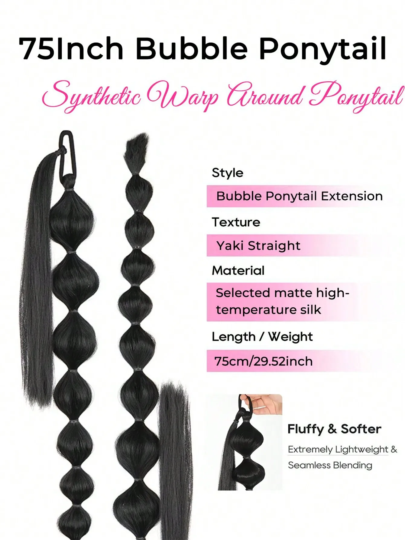Synthetic Black Brown Ponytail Hair Extensions For Women