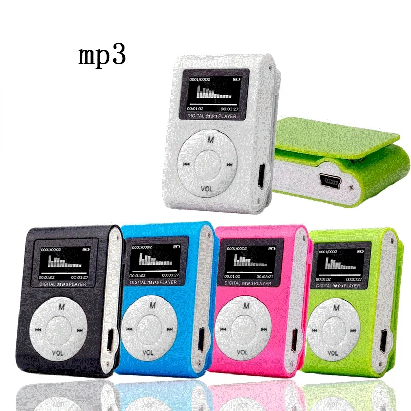 zolimx Mini USB Clip Reproductor de MP3 Pantalla LCD de 32GB Micro SD TF Tarjeta con Auricular y Cable de Datos 