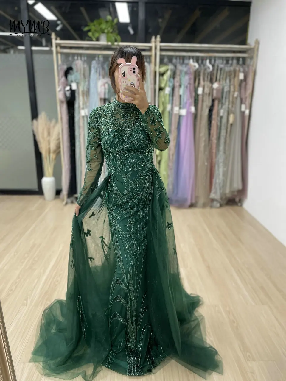 MYMB Muslim Green Luxury Beaded Diamond Mermaid Evening Gowns Elegant Long  Sleeves Floor Length Women Formal Party Dress MY30035 - AliExpress 320
