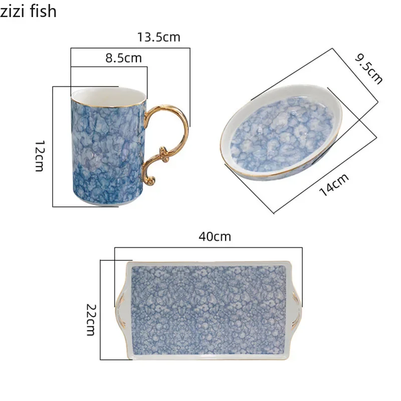 Sea Blue Ripple Bathroom Accessories Set Portable Soap Dispenser Toothbrush Holder Soap Dish Quality Ceramic Bath Supplies