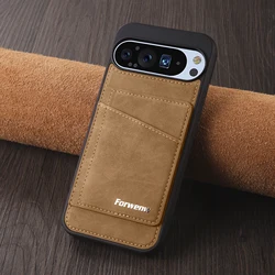 Luxury Business Leather Case with Magnetic Flip and Wallet Card Slots - Google Pixel10 ProXL (Brown - F8)