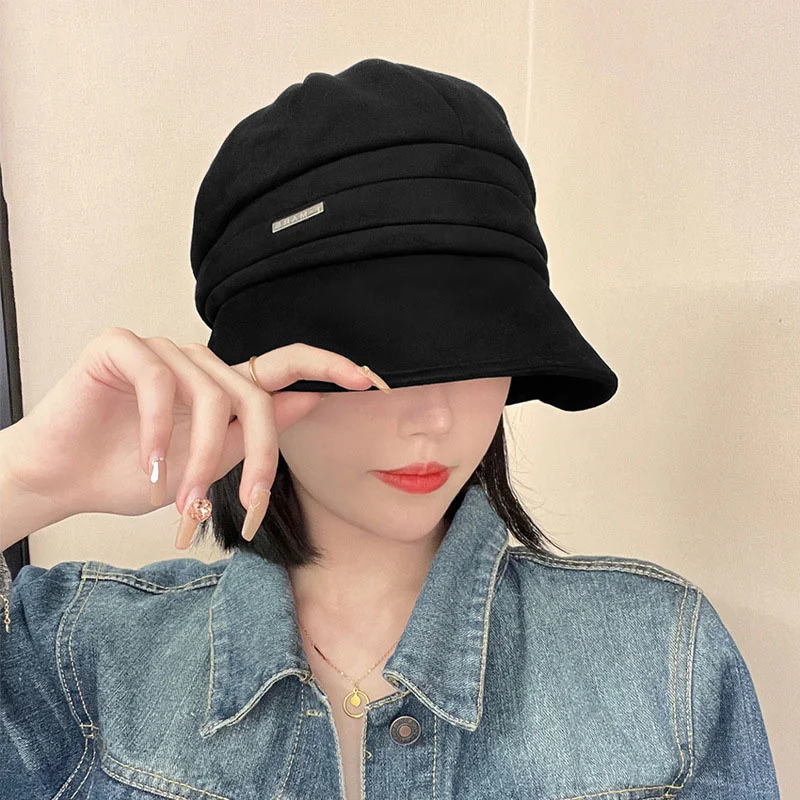 

New Autumn Winter Octagonal Hat Warm Windproof Newsboy Cap Female Warm Hat Korean Fashion Travel Soft Brim Beret for Women Girls