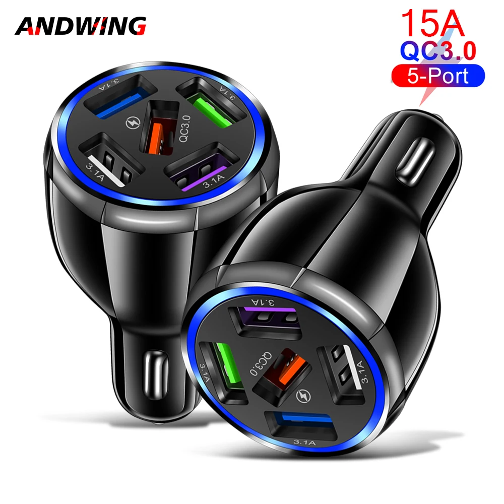 Автомобильное зарядное устройство с 5 USB-портами 15 А |