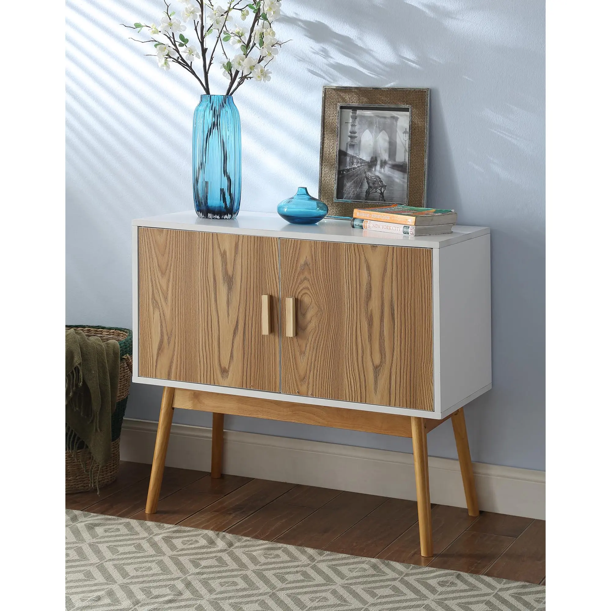 

Oslo Storage Console, White and Woodgrain