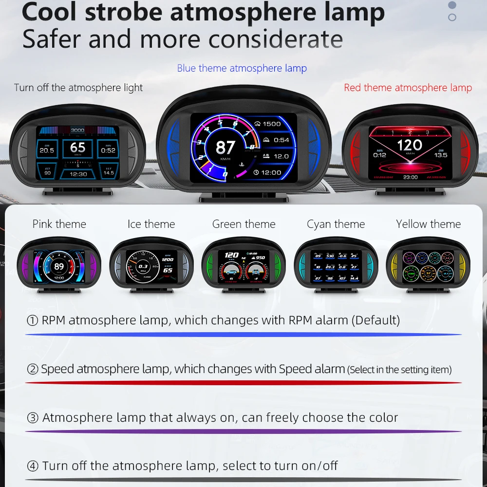 3 In 1 HUD Head Up Display Car On Board Computer Digital Clock GPS  Speedometer OBD2 Diagnostic Tools Instrument Cluster Meter