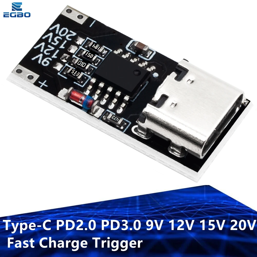 Type c pd2 0 pd3 0 9v 12v 15v 20v fast charge trigger polling detector