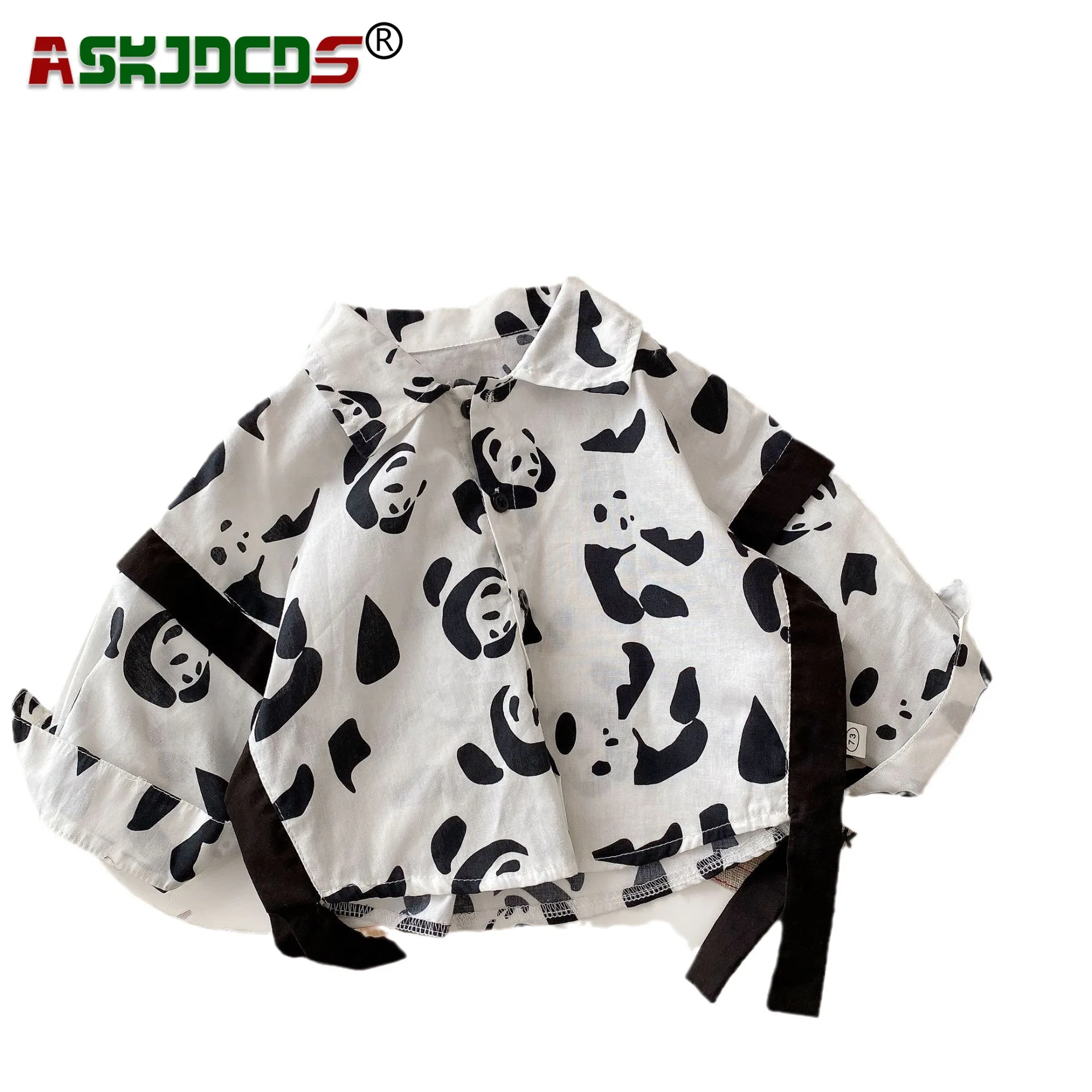 

2023 Autumn New Arrivals: Boys' Fashionable Panda Print Single-breasted Top Shirts - Personality Clothing for Kids (3M-5Y)