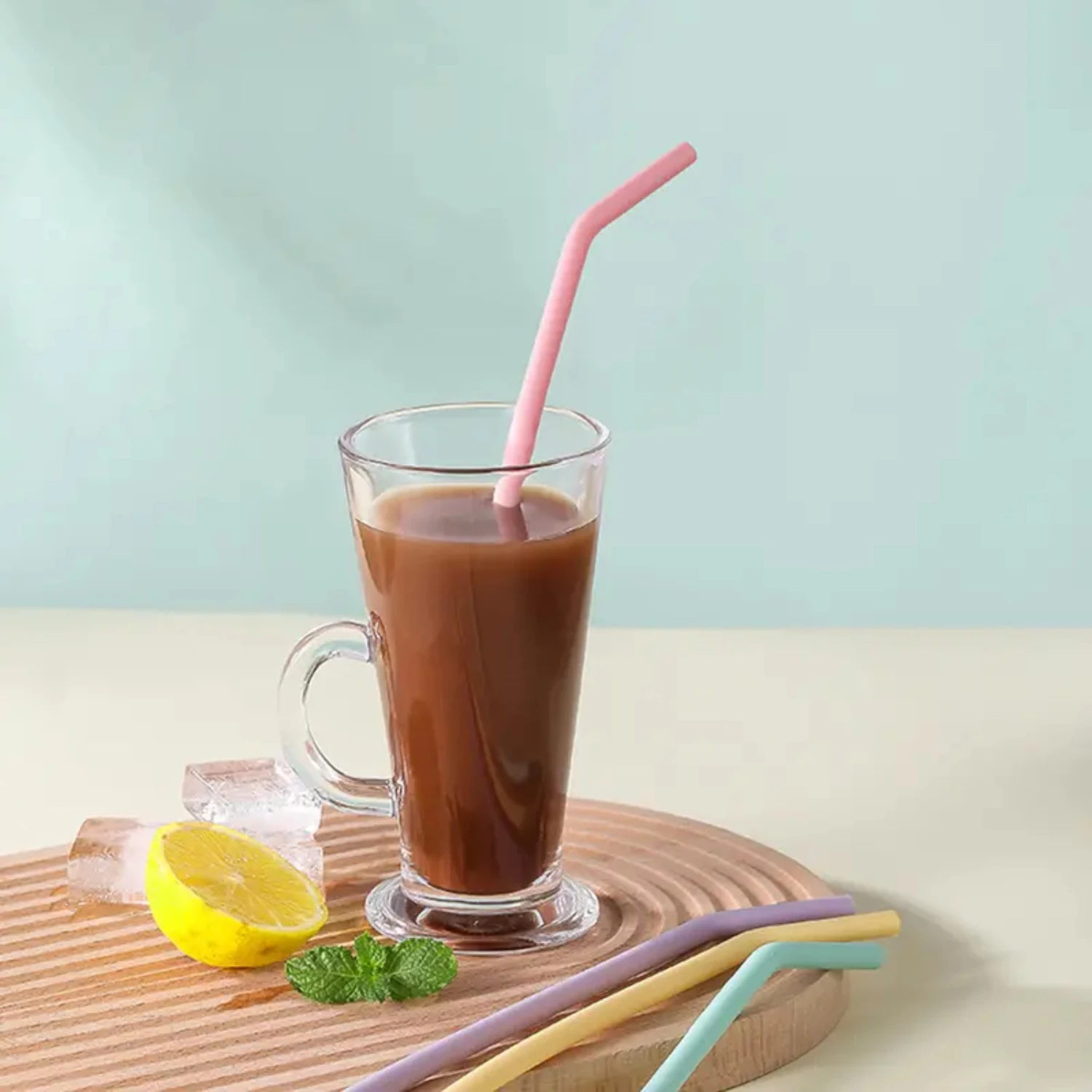 4pcs Environmentally Friendly Food Grade Silicone Straw Set