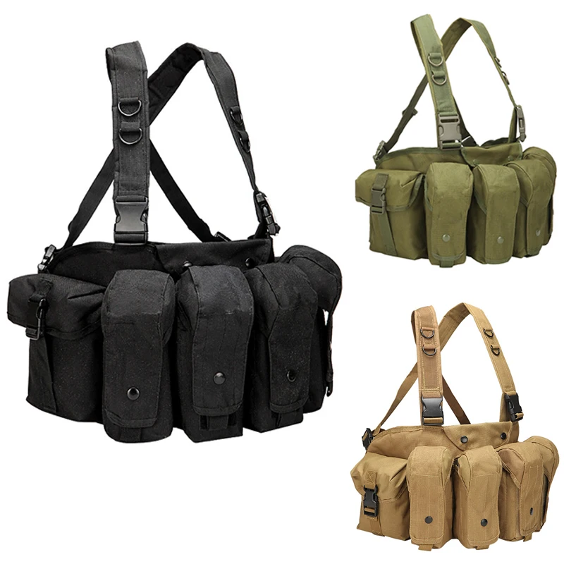 Outdoor Tactical Vest Chest Rig Pouch Magazine Holder Bag Modular Military Hunting with AK 47 Carrier |