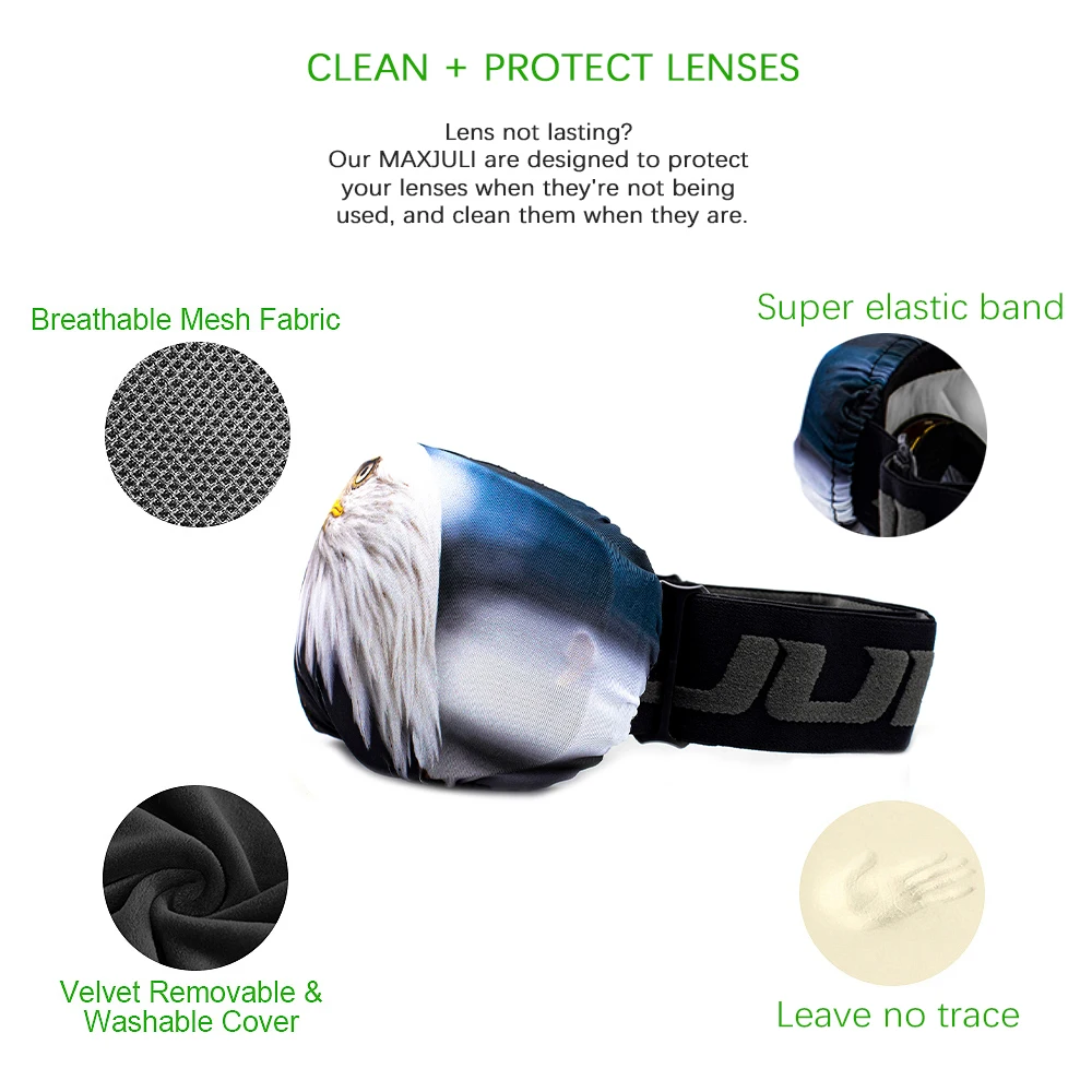 MAXJULI Goggle Cover Microfiber Protective Goggles Protector,Ideal for Snow Ski Goggles Protect Scratch dustproof 3000 2