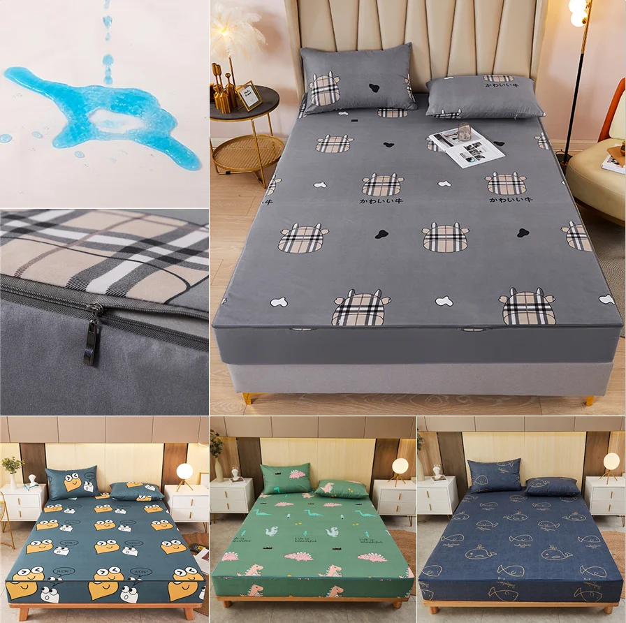 colchón impermeable cremallera de seis lados, cubierta de colchón Tatami todo incluido, Sábana bajera acolchada Queen personalizable|Pinzas y fundas de - AliExpress