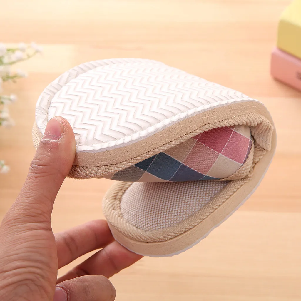 Shoes for women Fashion Casual Couples Gingham Home Slippers Indoor Floor Flat Shoes