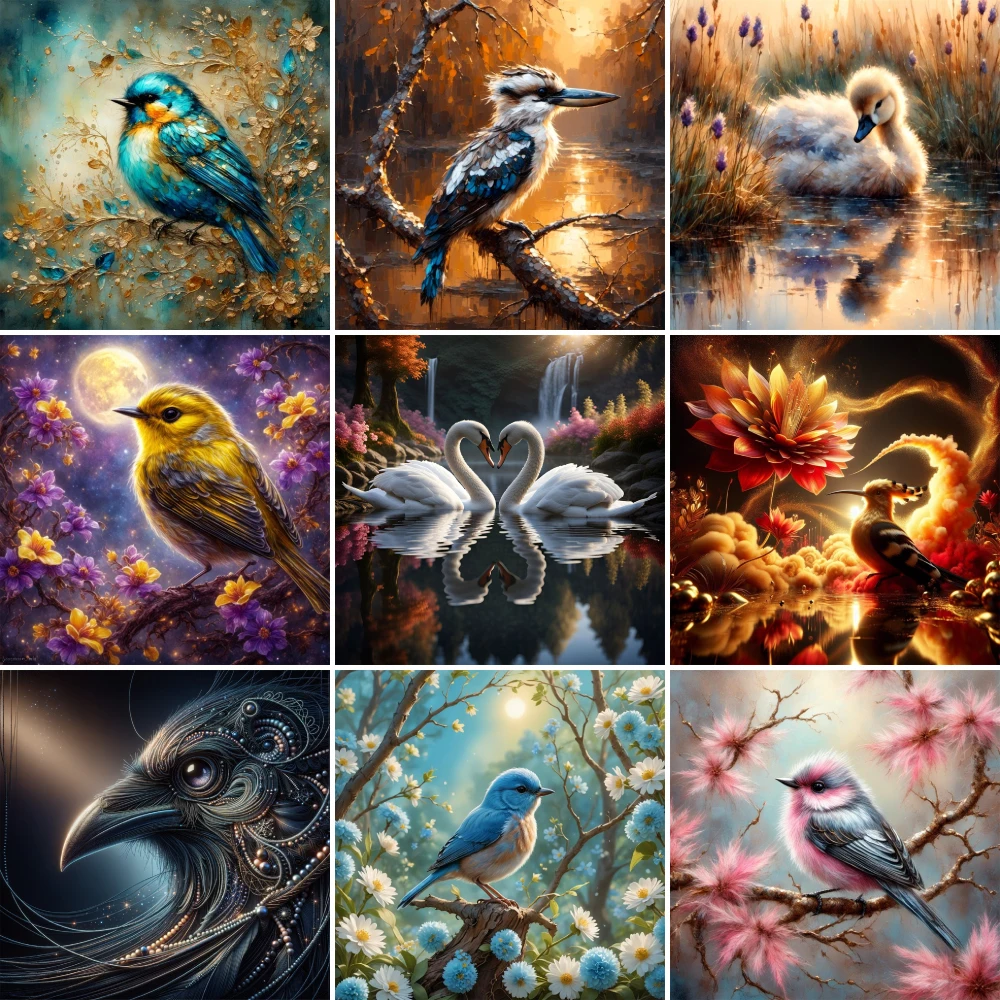 Vogel Wiedehopf Spatz gedruckt Stoff Kreuz stich DIY Stickerei Set Hobby handgemachte Handarbeit Malerei gezählt Verkaufsraum Dekor – Detail 1