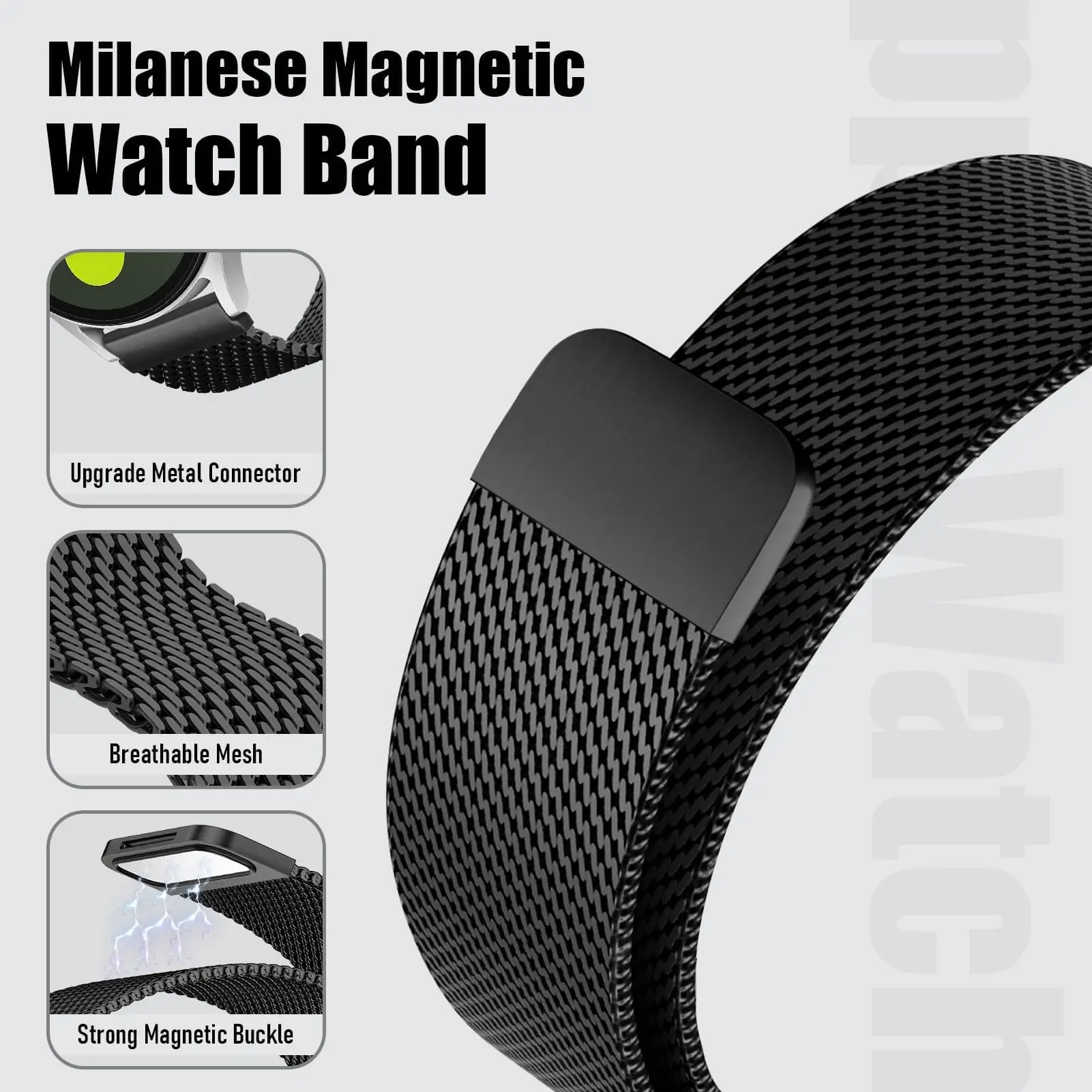 Milanese Loop Bracelet QuickFit Strap - Premium Band for Smartwatches, 26mm/22mm