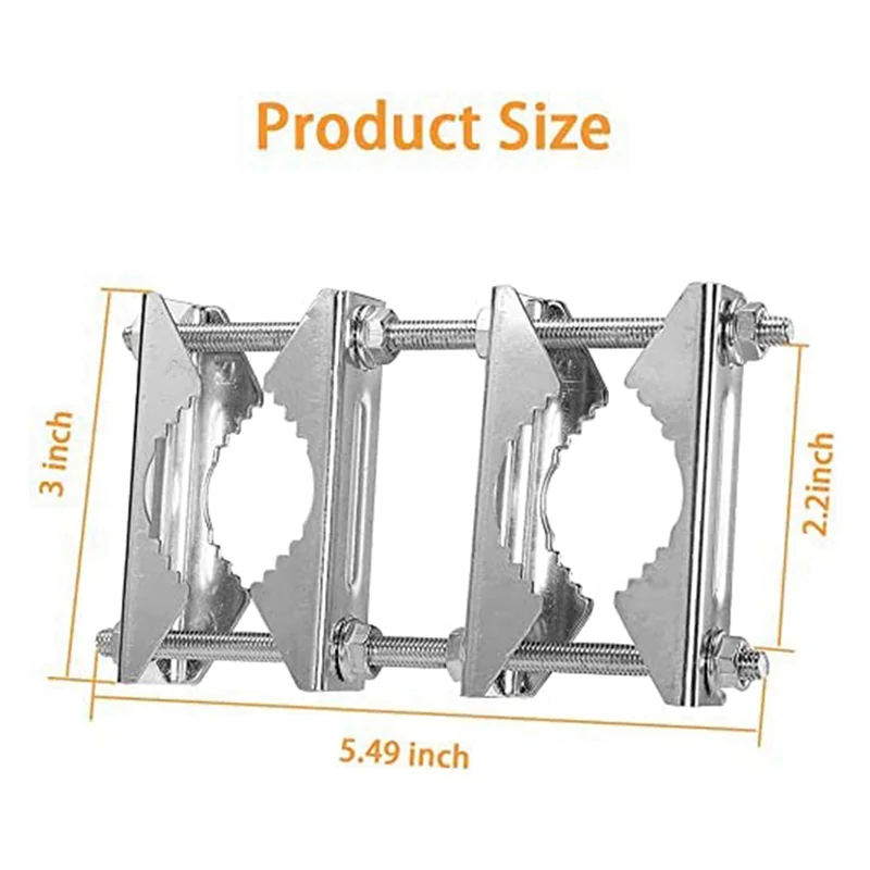 ABKN-8 PCS 이중 안테나 마스트 클램프 V형 조 클램프(볼트 포함), 마스트 간 클램프, 파티오 우산 홀더, 고하중 폴 간 연결