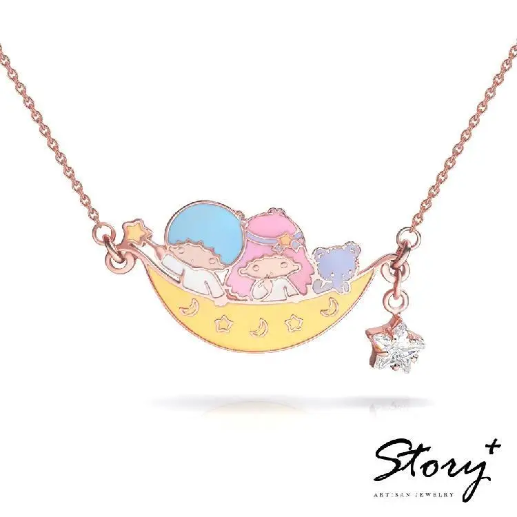 Kawaii Sanrio Collana Little Twin Stars Accessori Cute Beauty Coppia Gioielli Collana Kiki Lala Personality Toy Girls Gift