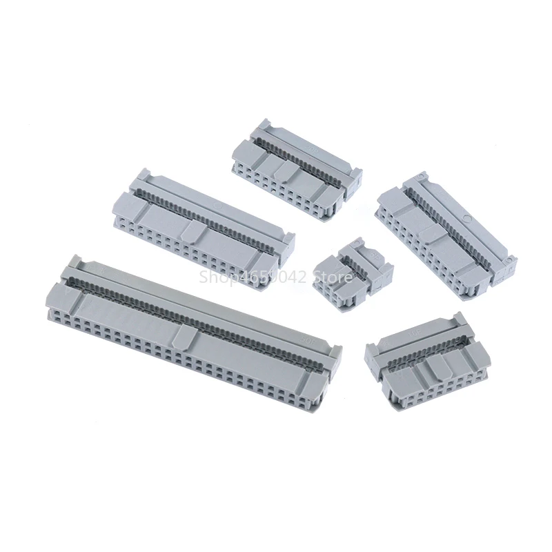 

10Pcs FC 2.54mm IDC Socket Double Row Female Header Connector 10/14/16/20/26/30/34/40/50 Pin for 2651 26AWG 28AWG 1.27mm Cable